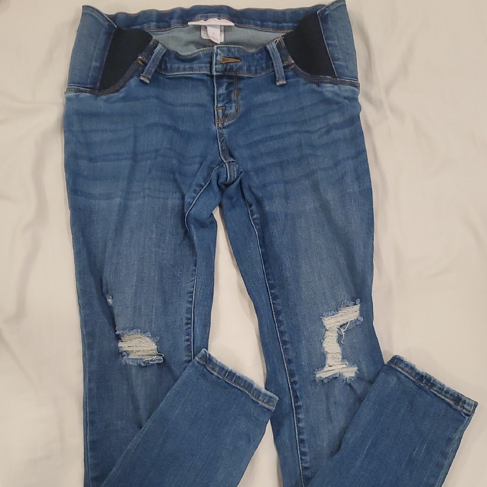 Isabel Maternity by Ingrid & Isabel Blue Distressed Skinny Jeans